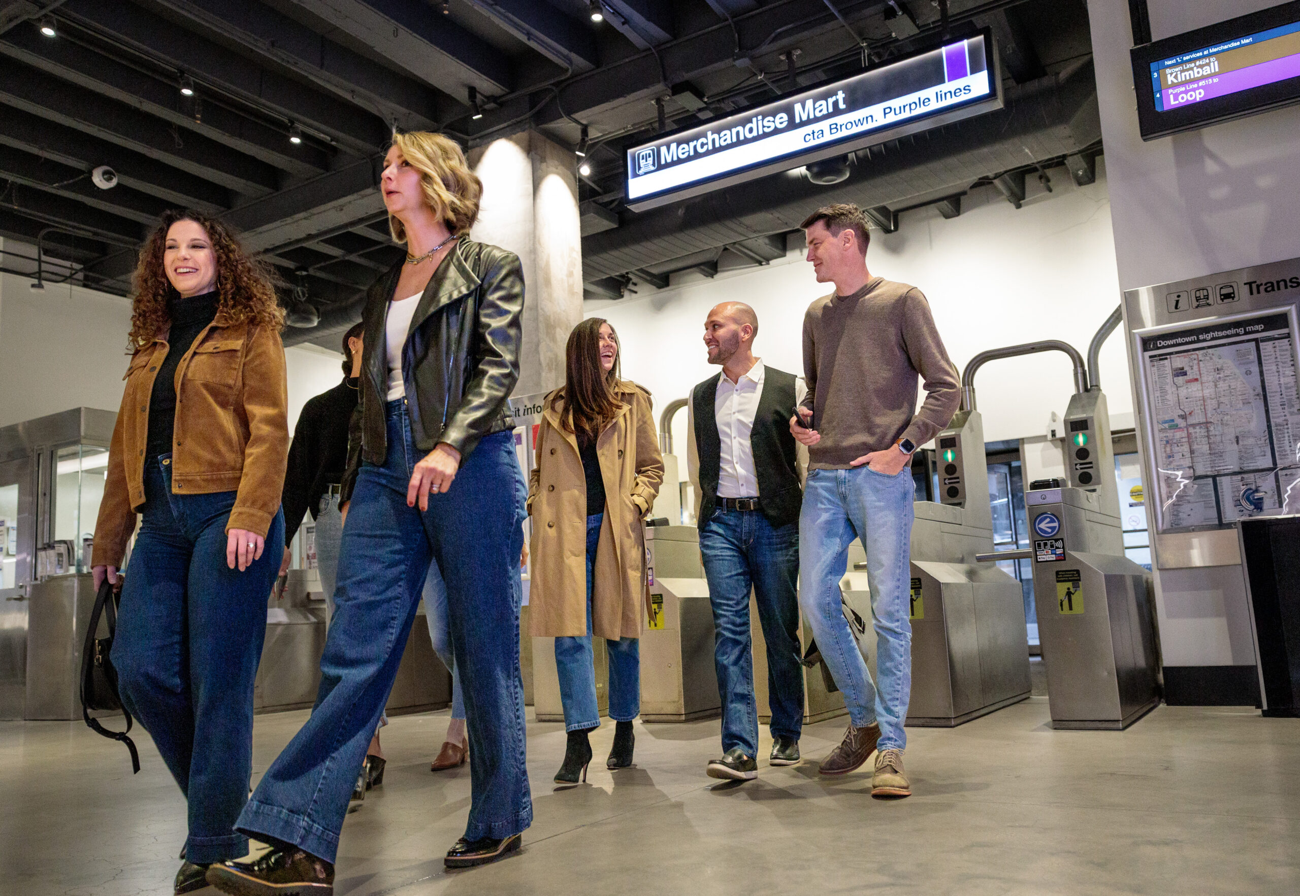 Two Point team walking through Merchandise Mart CTA terminal